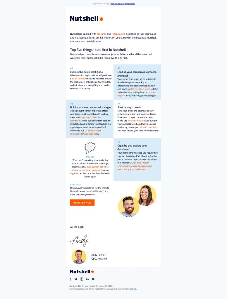 a screenshot of an email from Nutshell