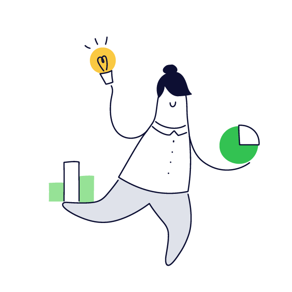 a cartoon drawing of a person holding a light bulb