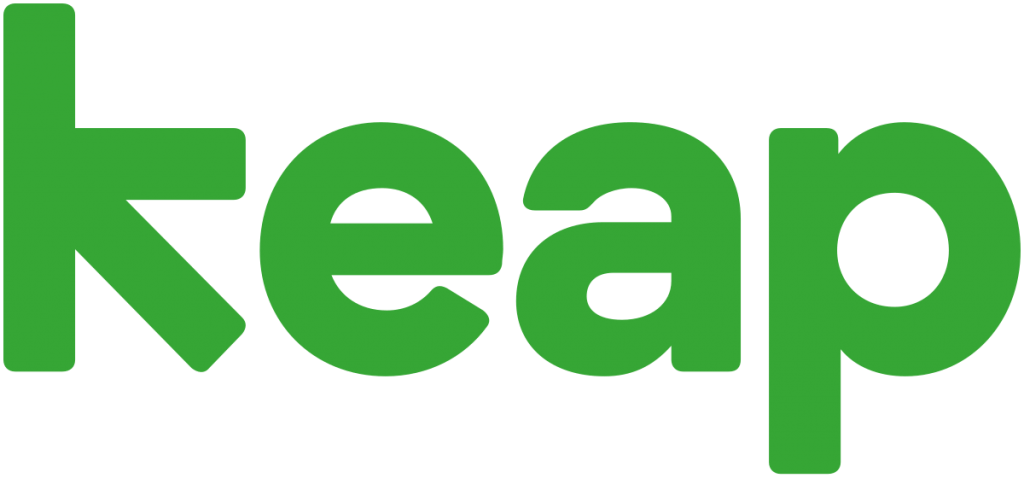 the logo for keap is written in green on a white background