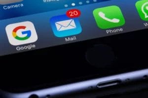 email inbox on phone screen