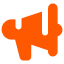 an orange icon of a megaphone on a white background