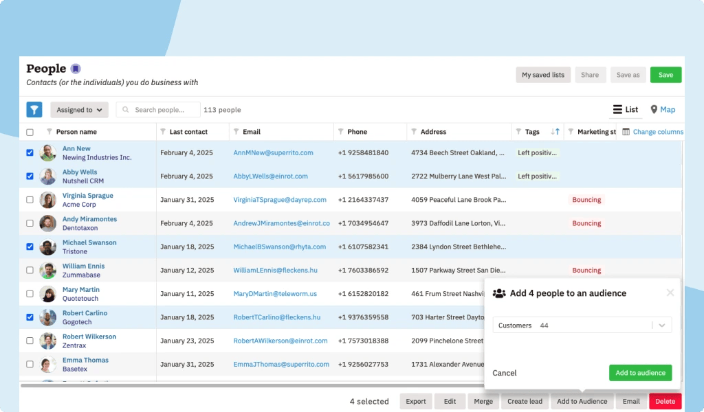 CRM Email Lists